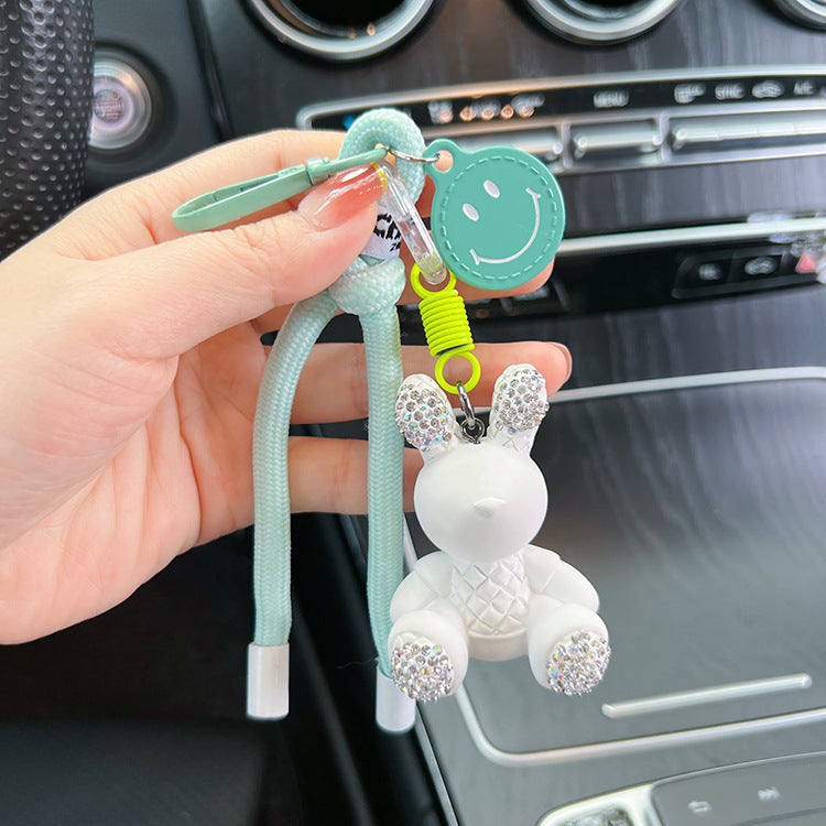 Wholesale Rope Diamond Candy Color Plaster Rabbit Keychains